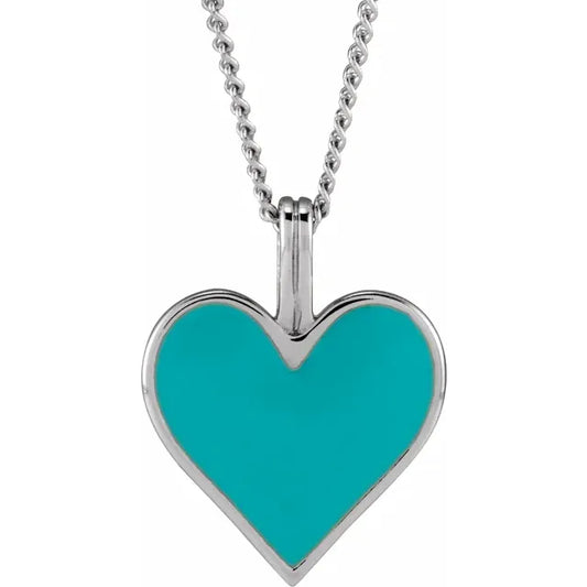 14K white Gold Heart Shape Turquoise Necklaces