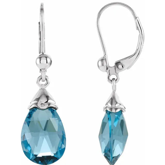 Natural Swiss Blue Topaz Earrings