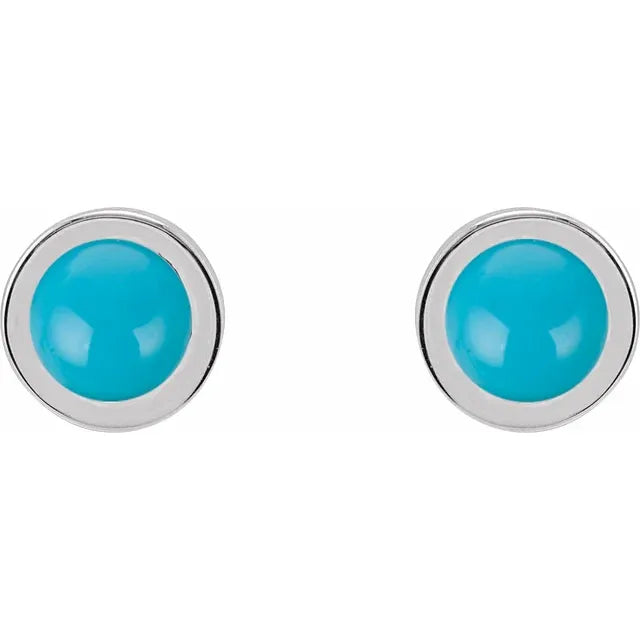 4 MM Turquoise Studs 14K White Gold Details 