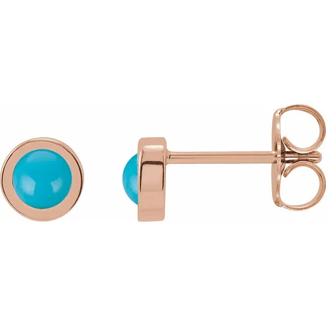 4 MM Turquoise Studs 14K Rose Gold