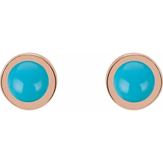 4 MM Turquoise Studs 14K White Gold Details 