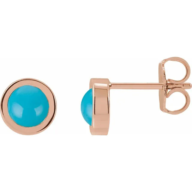 5 MM Turquoise Studs 14K Rose Gold