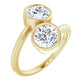 2 Round Stones Natural Diamond Engagement Ring yellow gold