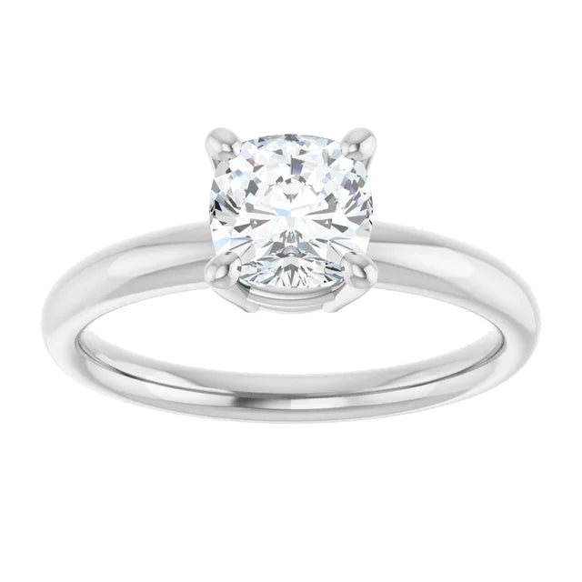 1 CT Cushion Shape Solitaire Engagement Ring Set in white gold or platinum 
