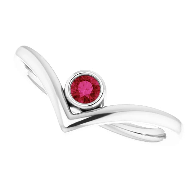 Bezel-Set V Birthstone Ring – Natural Gemstones