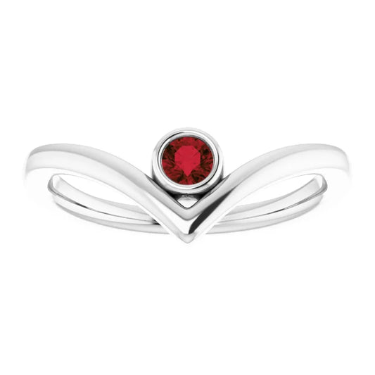 Ruby ring - 14k White gold