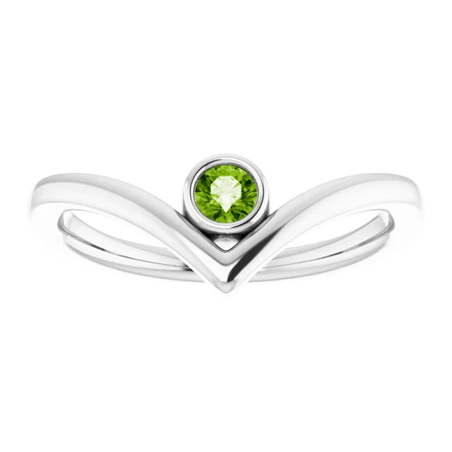peridot birthstone women ring on platinum 