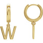 14K Gold Initial Hinged Huggie Hoop Earring
