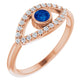 evil Eye Diamond Ring for women - Sapphire Ring on 14K Rose Gold