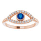 evil Eye Diamond Ring for women - Sapphire Ring on 14K Rose Gold Details 