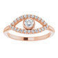evil Eye Diamond Ring for women - White sapphire Ring on 14K Rose Gold Details 