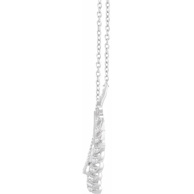 14K White Gold Leaf Diamond Necklace (3/8 CTW) side picture 