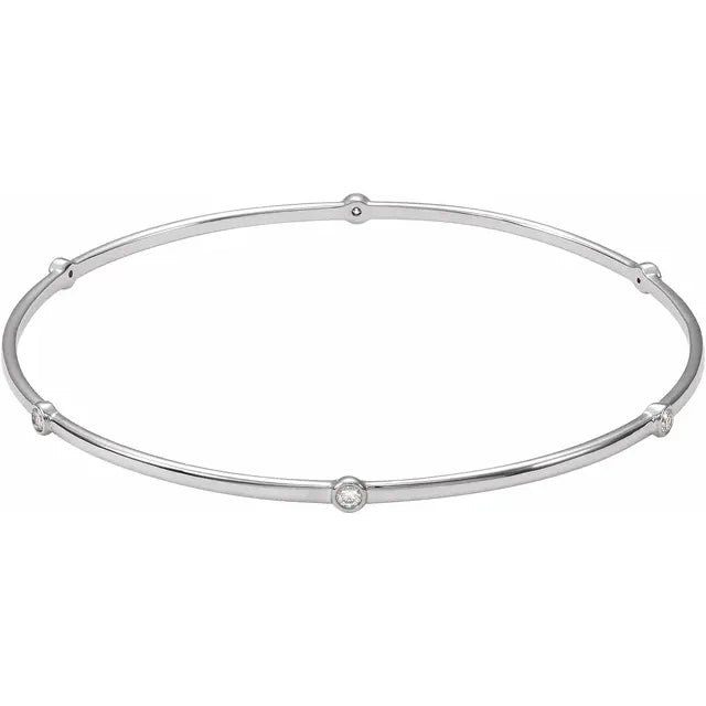 1/4 CTW Natural Diamond Bangle Bracelet 14K White Gold side Picture 