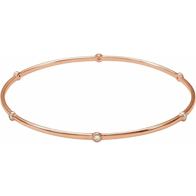 1/4 CTW Natural Diamond Bangle Bracelet on Rose Gold