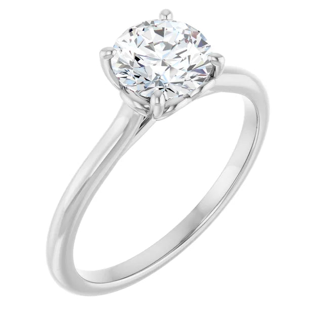 Hear1 Carat Round Solitaire Diamond Engagement Ring platinum