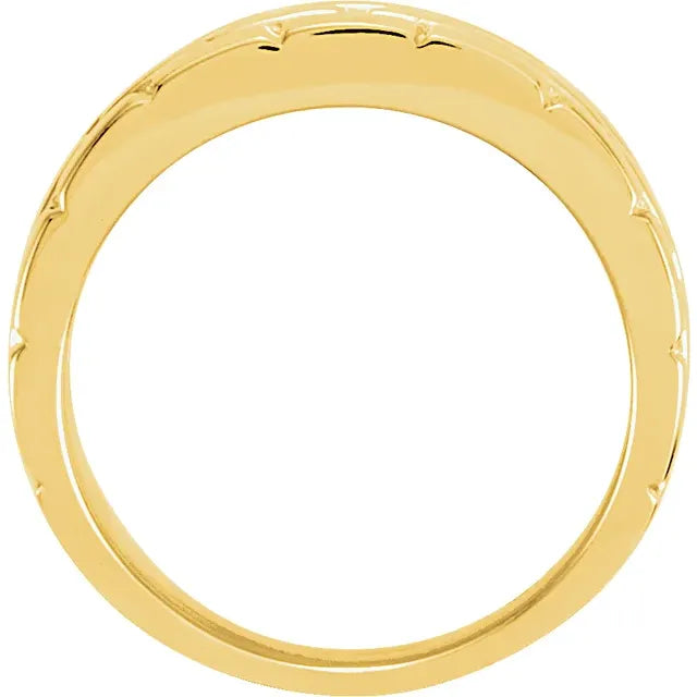 Gold Brick Design Tapered Men Band yellow gold side image