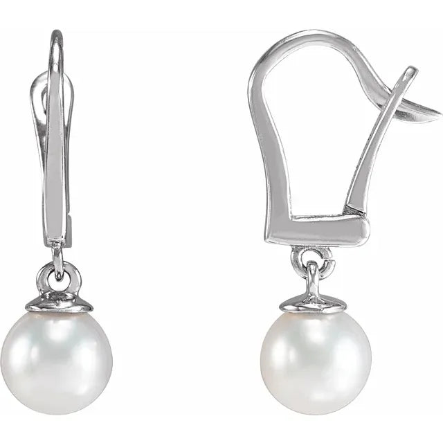 peal earrings - Drop earring 14k white Gold