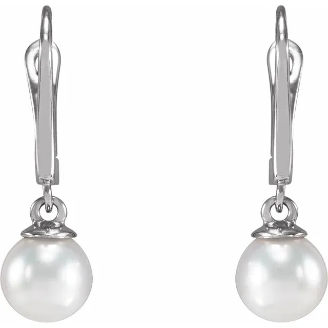 peal earrings - Drop earring 14k white Gold straight picture 