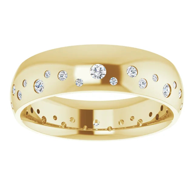 14K Yellow Gold Diamond men wedding band flipped picture 