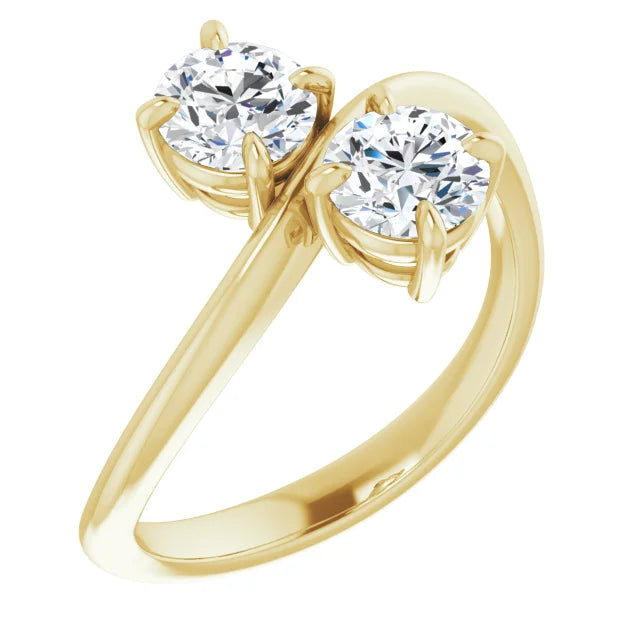 1 CTW Two Stone Round Diamond Engagement Ring Yellow Gold