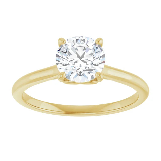 Heart1 Carat Round Solitaire Diamond Engagement Ring yellow gold