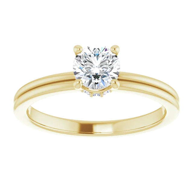 Hidden Halo Round Solitaire Diamond Engagement Ring