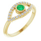 evil Eye Diamond Ring for women - Emerald Ring on 14K Yellow Gold