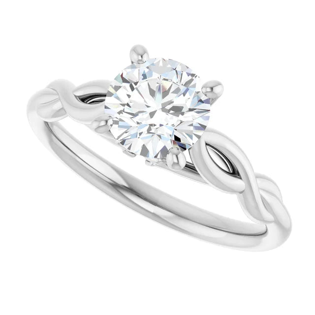 Sideway picture for 1 Ct Vintage inspired round Diamond solitaire engagement Ring  set in white gold or platinum 