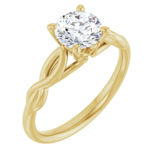 1 Ct Vintage inspired round Diamond solitaire engagement Ring Set in Yellow gold
