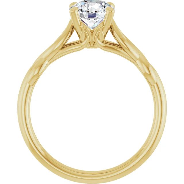1 Ct Vintage inspired round Diamond solitaire engagement Ring set in yellow gold showing under gallery 