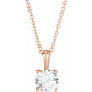 Round Natural Diamond Solitaire Necklace 14K Rose Gold Details 