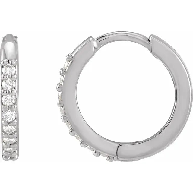 14K White  gold Diamond hoops  for women 1/6 CTW