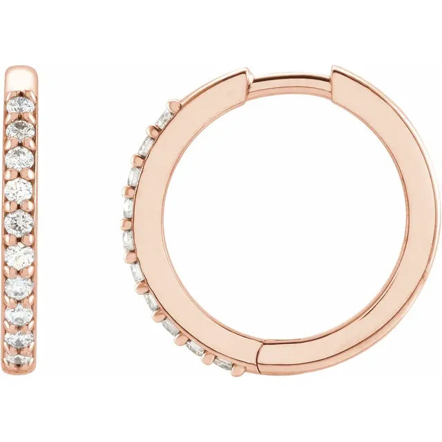 1 CTW 14K Rose Diamond hoop earrings