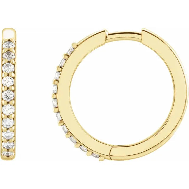 14K Yellow gold Diamond hoops earrings for women 1/6 CTW details