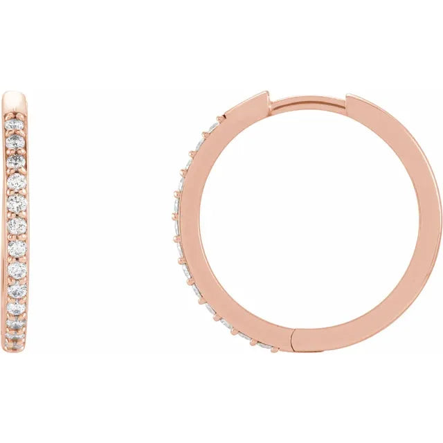 1 CTW Details 14k Rose Gold Hoop Earrings