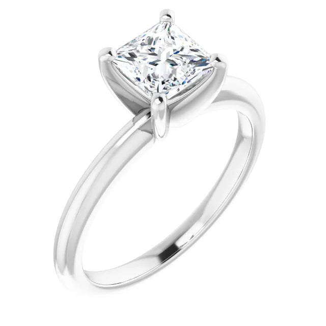 Princess Cut Solitaire Diamond Engagement Ring 1 CTW 18K White gold