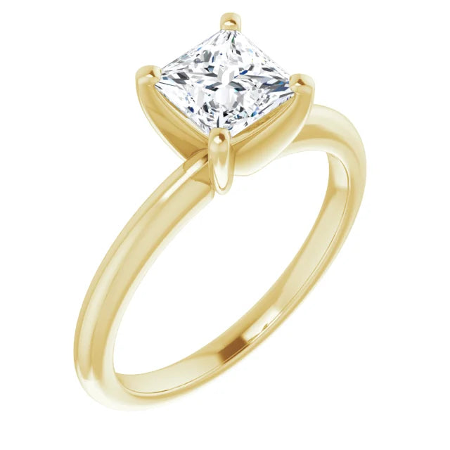 Princess Cut Solitaire Diamond Engagement Ring 18k Yellow Gold