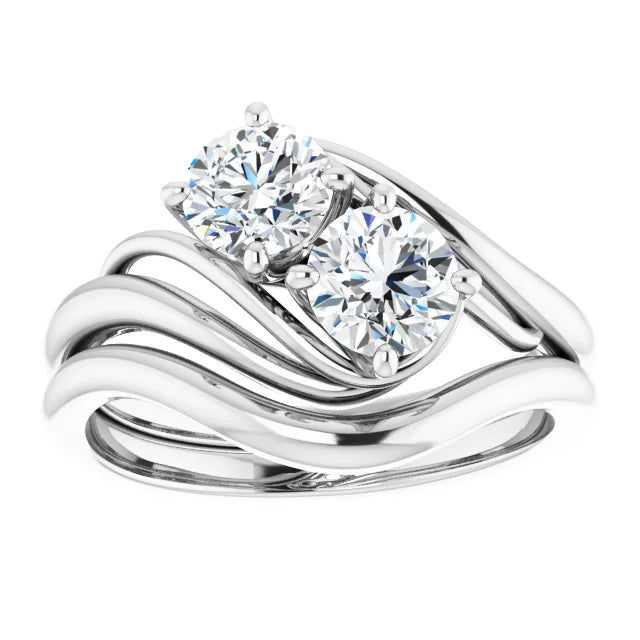 2 Stones Diamond engagement ring on 1 CTW on 18k White Gold