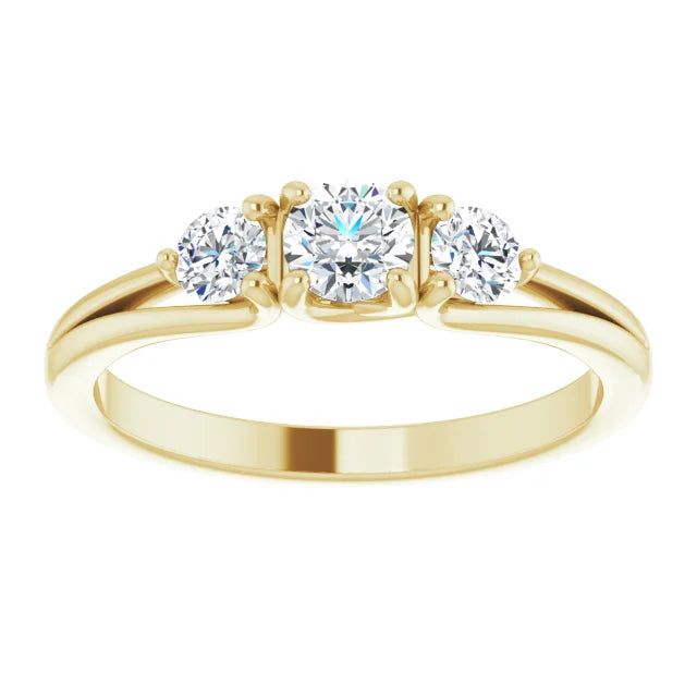 Three-Stone Diamond Engagement Ring in Gold or Platinum