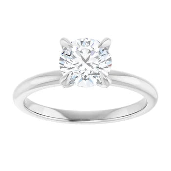 1 CT Round diamond solitaire engagement ring with claw prongs in white gold