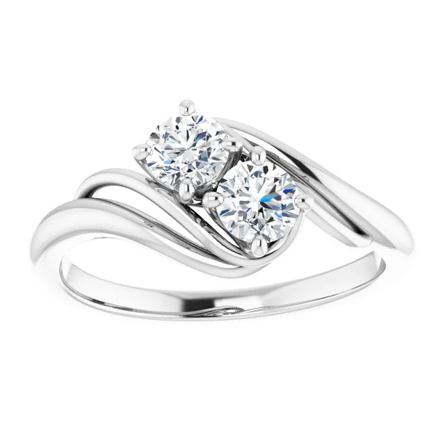 2 Stones Diamond engagement ring on Platinum