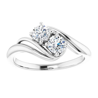 2 Stones Diamond engagement ring on Platinum