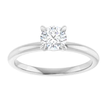 Round Solitaire Diamond Engagement Ring On Gold or Platinum (Claw Prong)