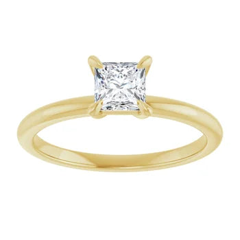 Princess Cut Solitaire Diamond Engagement Ring in Gold or Platinum (Claw Prong)