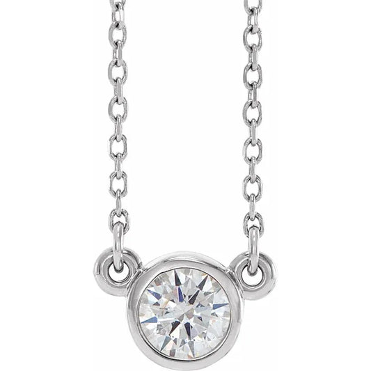 14K White Natural Diamond Solitaire Necklace 1/4 CTW