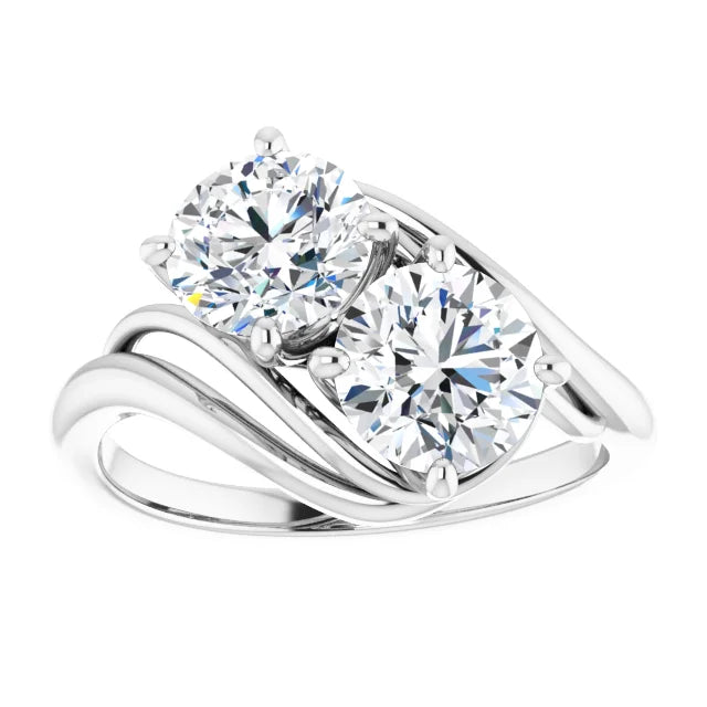 2 CTW 2 Stones Diamond engagement ring on Platinum