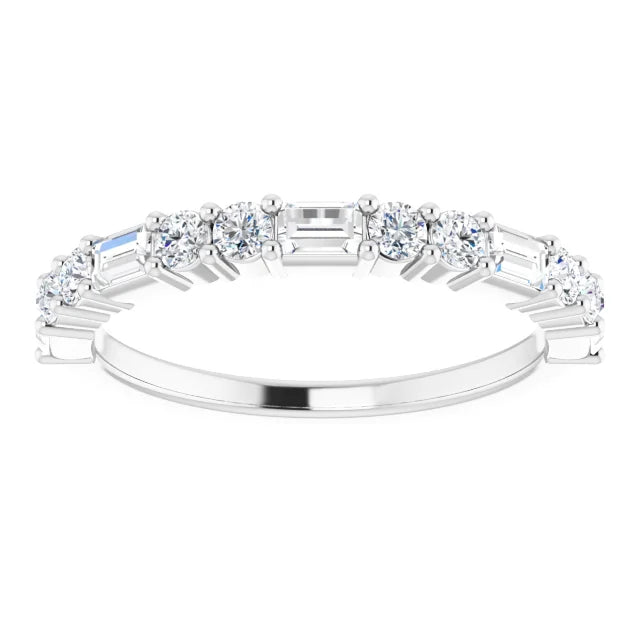 Straight Baguette featuring Round Natural Diamond wedding Ring