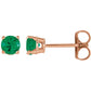Emerald Earrings - 14K Rose Gold Stud Earrings Emerald stone 4 MM