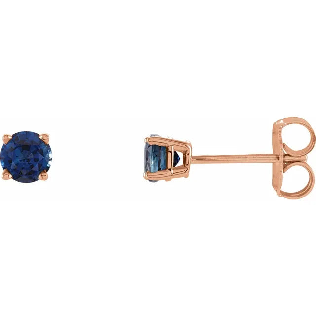 Blue Sapphire Stud earrings 5 MM 14K yellow gold studs