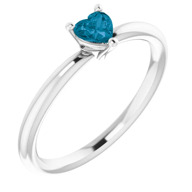 heart shape solitaire ring - London Blue Topaz Ring 4x4 MM